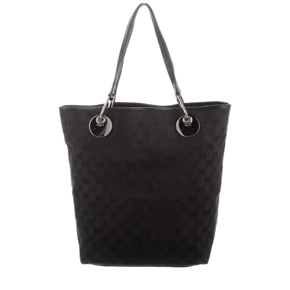 Gucci Bag GG Monogram Leather Black Eclipse Canvas Tote Handbag